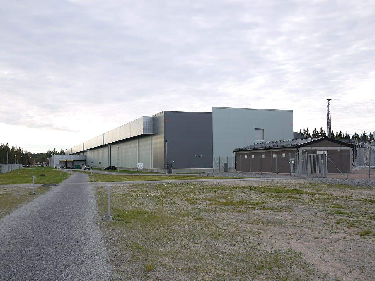 Exterior of a modern hyperscale data center campus
